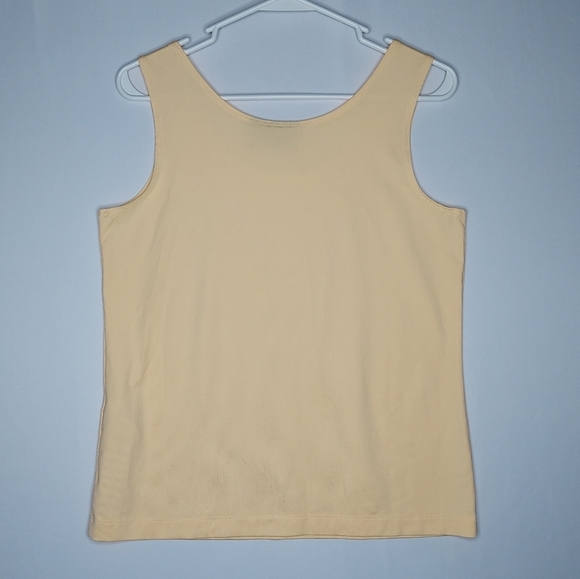Chicos Tank Top Women Medium 1 Nylon Yellow Stretch Knit Scoop Neck Pullon - Picture 2 of 6